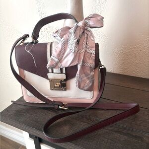Elegant Burgundy and Cream Aldo Handbag